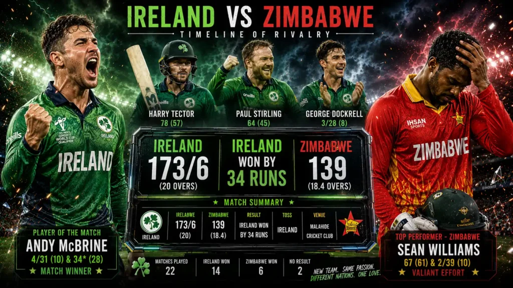 Ireland Cricket Team vs Zimbabwe National Cricket Team Timeline
