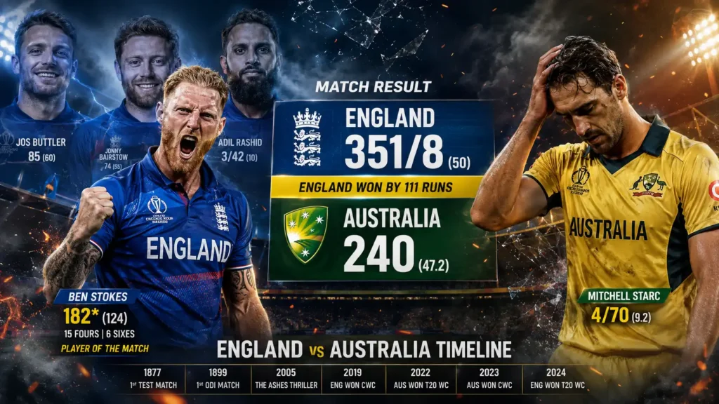 England Cricket Team vs Australian Men's Cricket Team Timeline