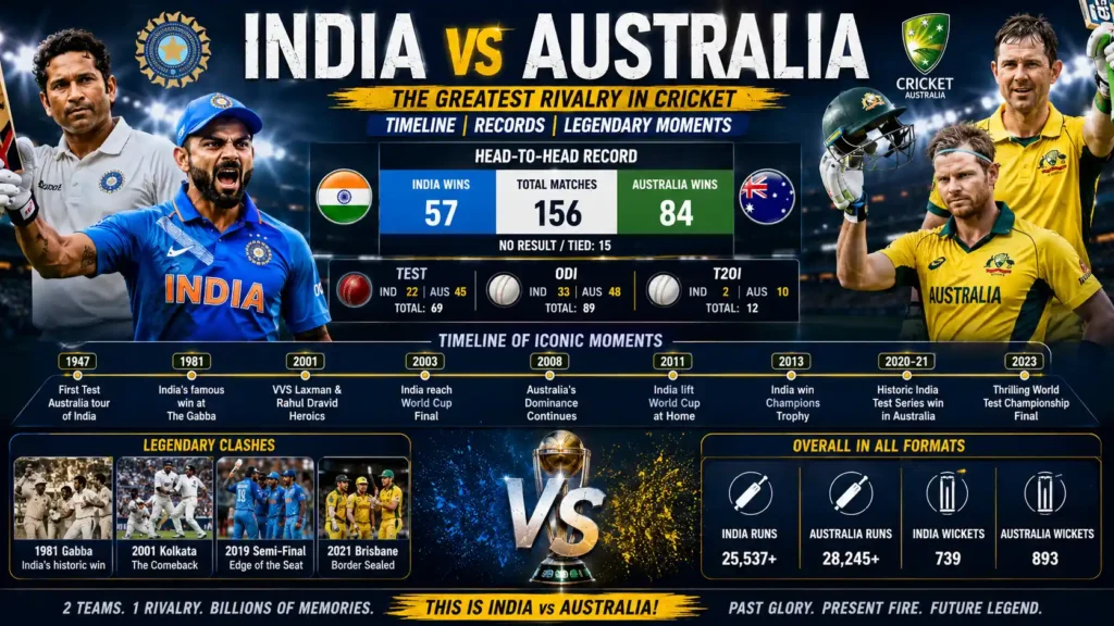 india national cricket team vs australian men’s cricket team timeline