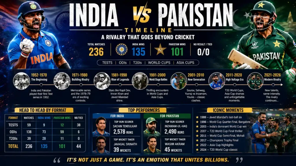 india national cricket team vs pakistan national cricket team timeline