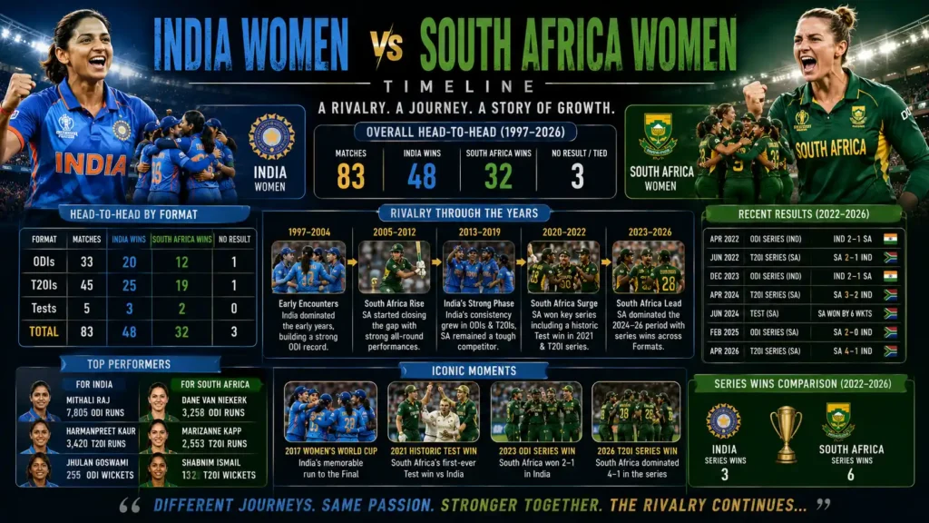 India Women’s National Cricket Team vs South Africa Women’s National Cricket Team Timeline: Complete Rivalry History (1997-2026) india women's national cricket team vs south africa women's national cricket team timeline