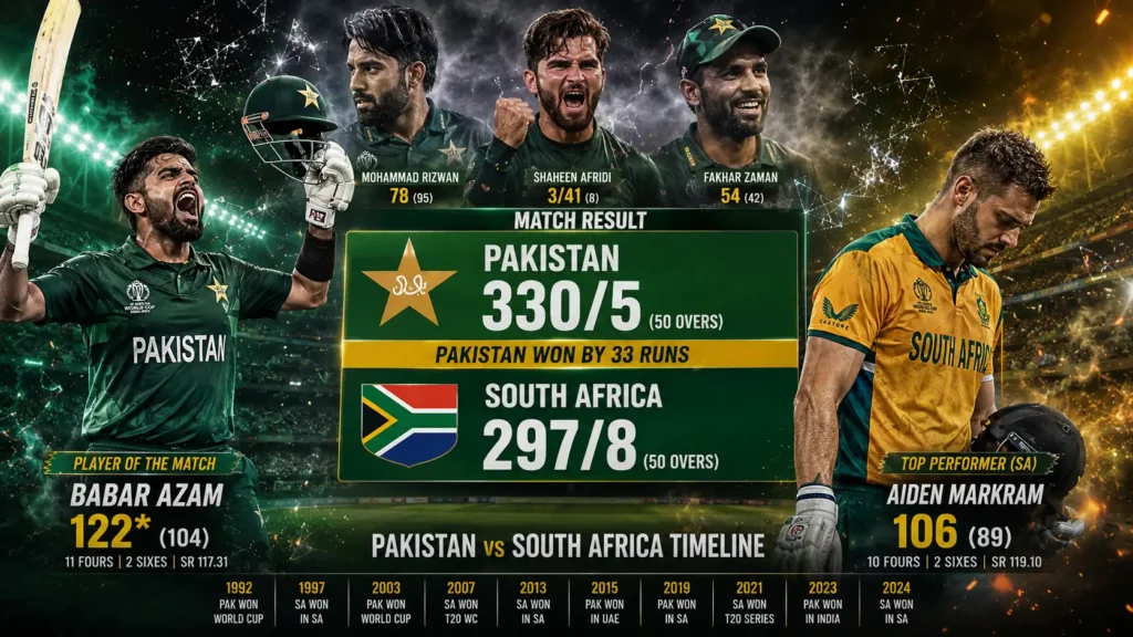 Pakistan National Cricket Team vs South Africa National Cricket Team Timeline