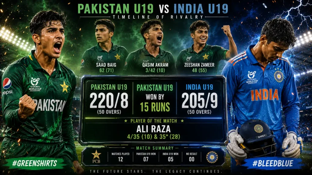 Pakistan National Under-19 Cricket Team vs India National Under-19 Cricket Team Timeline: The Complete History Pakistan National Under-19 Cricket Team vs India National Under-19 Cricket Team Timeline