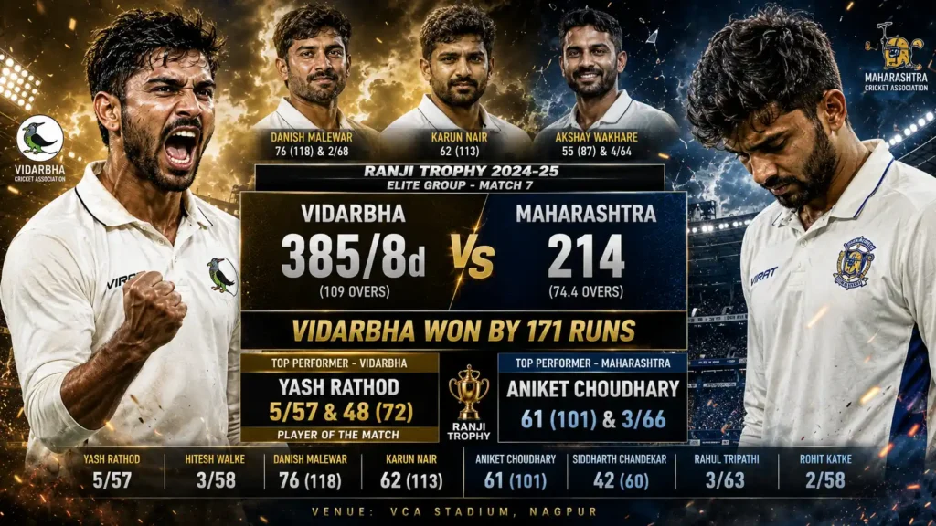Vidarbha Cricket Team vs Maharashtra Cricket Team Timeline