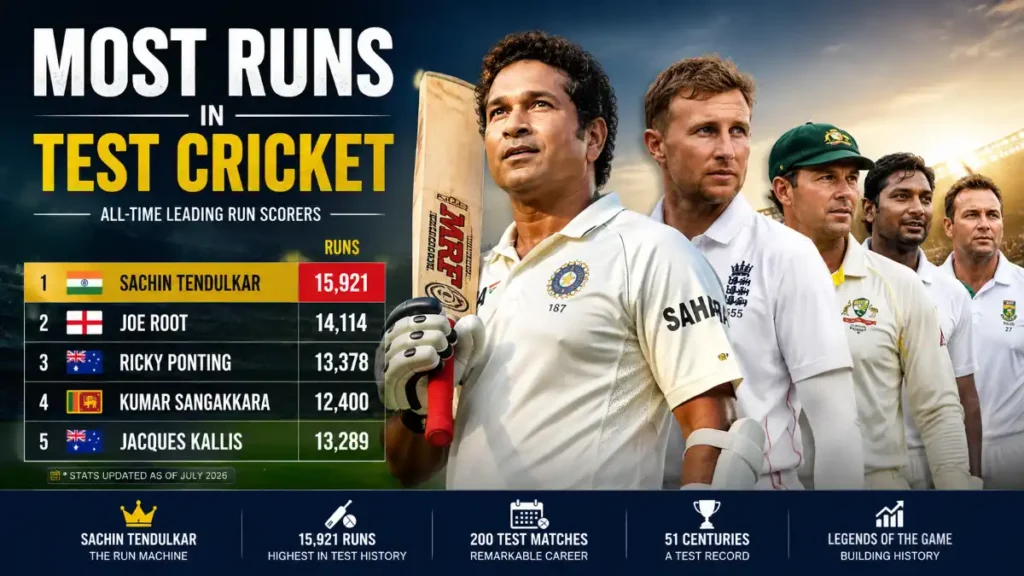 Most Runs in Test Cricket: Updated All-Time Records, Rankings, and Key Milestones Most Runs in Test Cricket