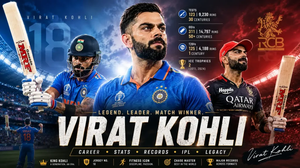 Virat Kohli: Biography, Career, Stats, Records, Runs, Centuries, IPL, and Latest Updates Virat Kohli