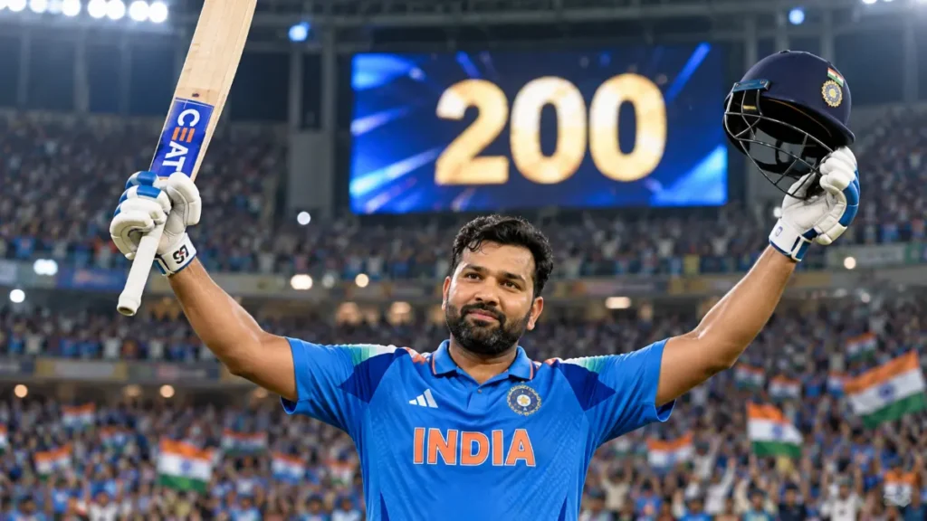 When did Rohit hit 200?