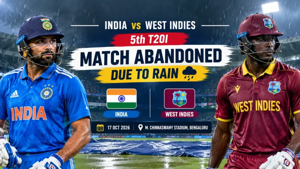 India vs West Indies 5th T20I Match Abandoned Due to Rain